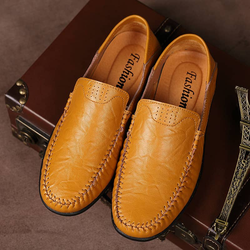 Soft sole casual men's loafer shoes, Tan