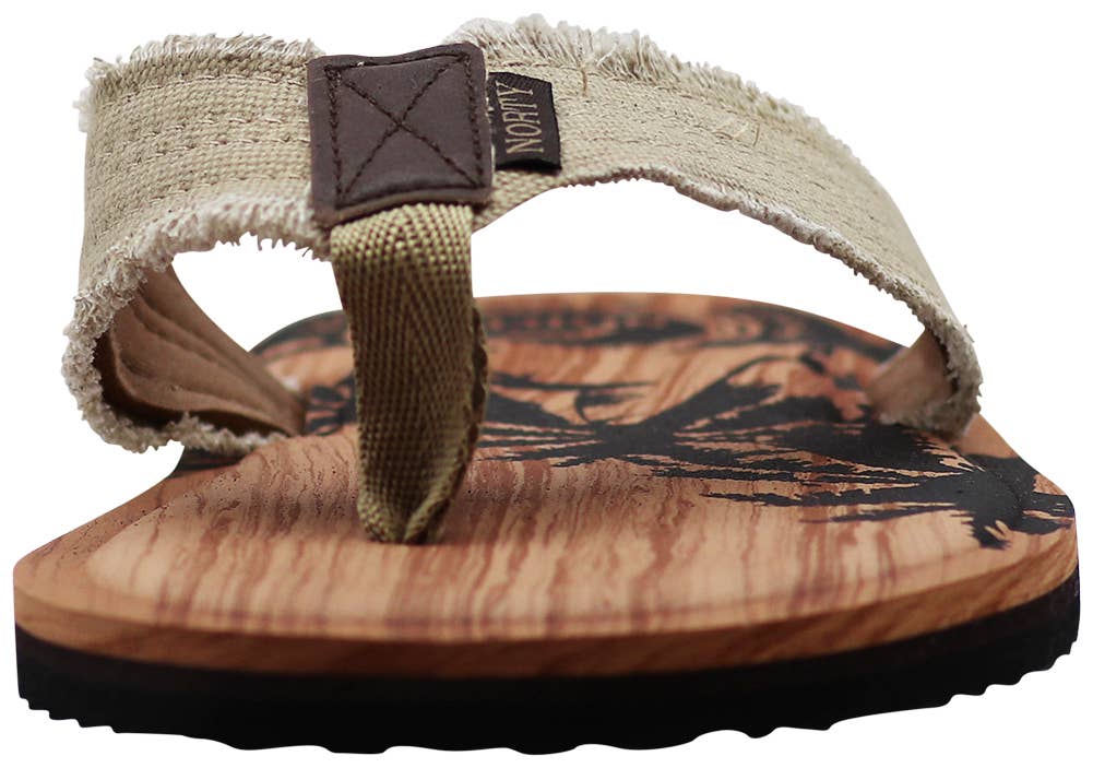 Norty Men's Memory Foam Foot-bed Sandals, Tan Canvas, Size 11