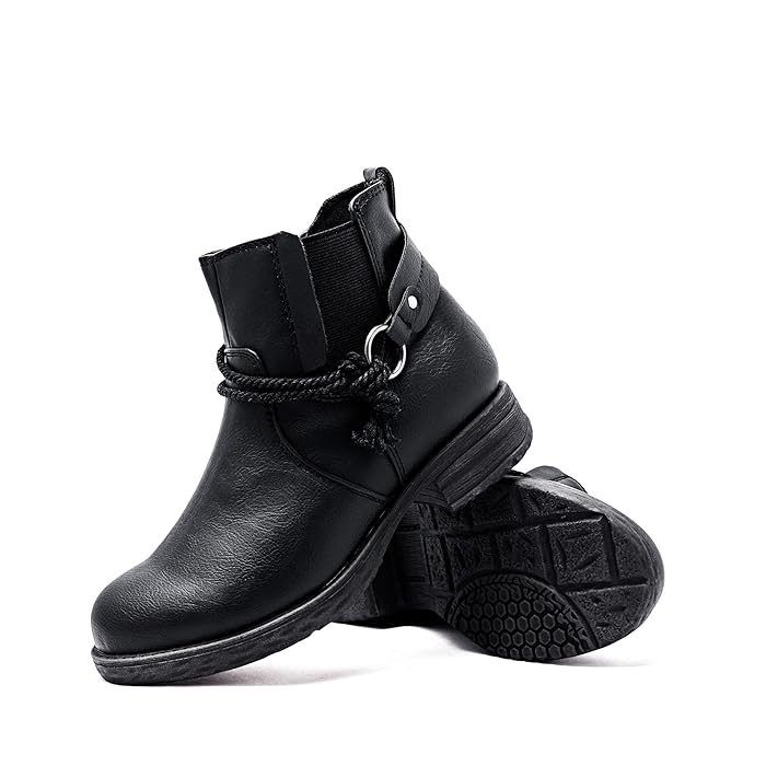 Ataiwee Women's Ankle Boots, Classic Low Heel Comfy Short Booties, Size 7