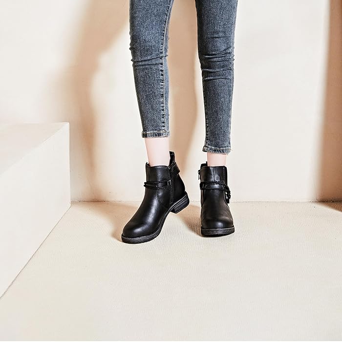 Ataiwee Women's Ankle Boots, Classic Low Heel Comfy Short Booties, Size 7