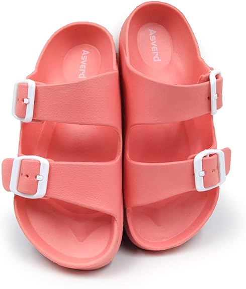 Asverd Kids Sandals Arch Support Double Buckle Slides