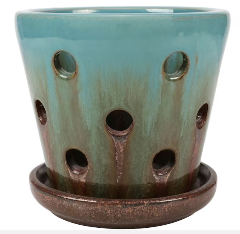 5.5-in W x 5.28-in H Copper Green Ceramic Contemporary/Modern Indoor/Outdoor Planter