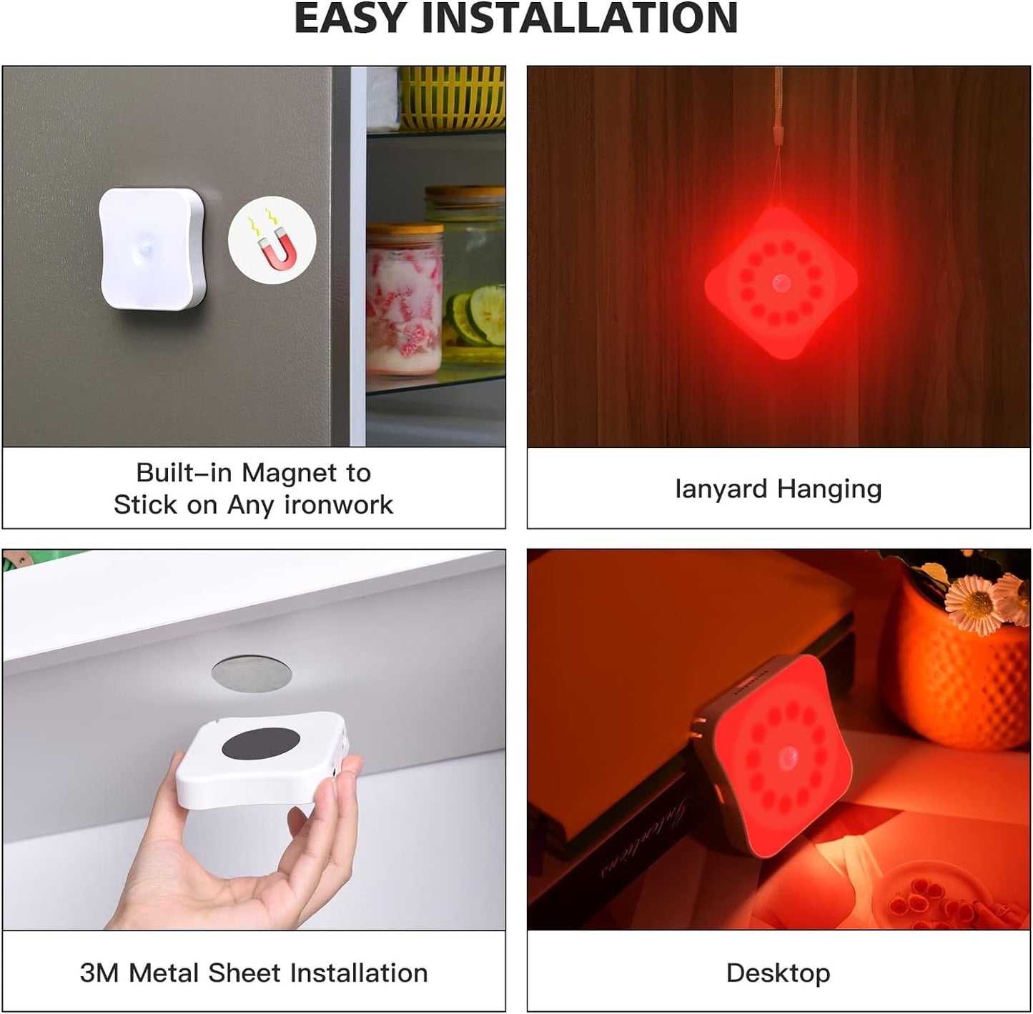 4-pack Indoor Rechargeable Motion Sensor Wireless Stick-on Night Lights