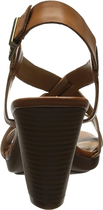 Clarks Collection Women's tan leather slingback strap sandals shoes, size US 8W (26107850)