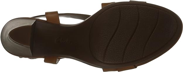 Clarks Collection Women's tan leather slingback strap sandals shoes, size US 8W (26107850)