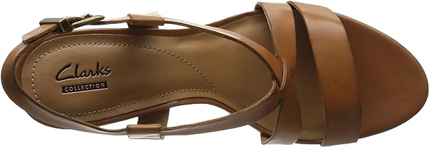 Clarks Collection Women's tan leather slingback strap sandals shoes, size US 8W (26107850)