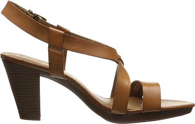 Clarks Collection Women's tan leather slingback strap sandals shoes, size US 8W (26107850)