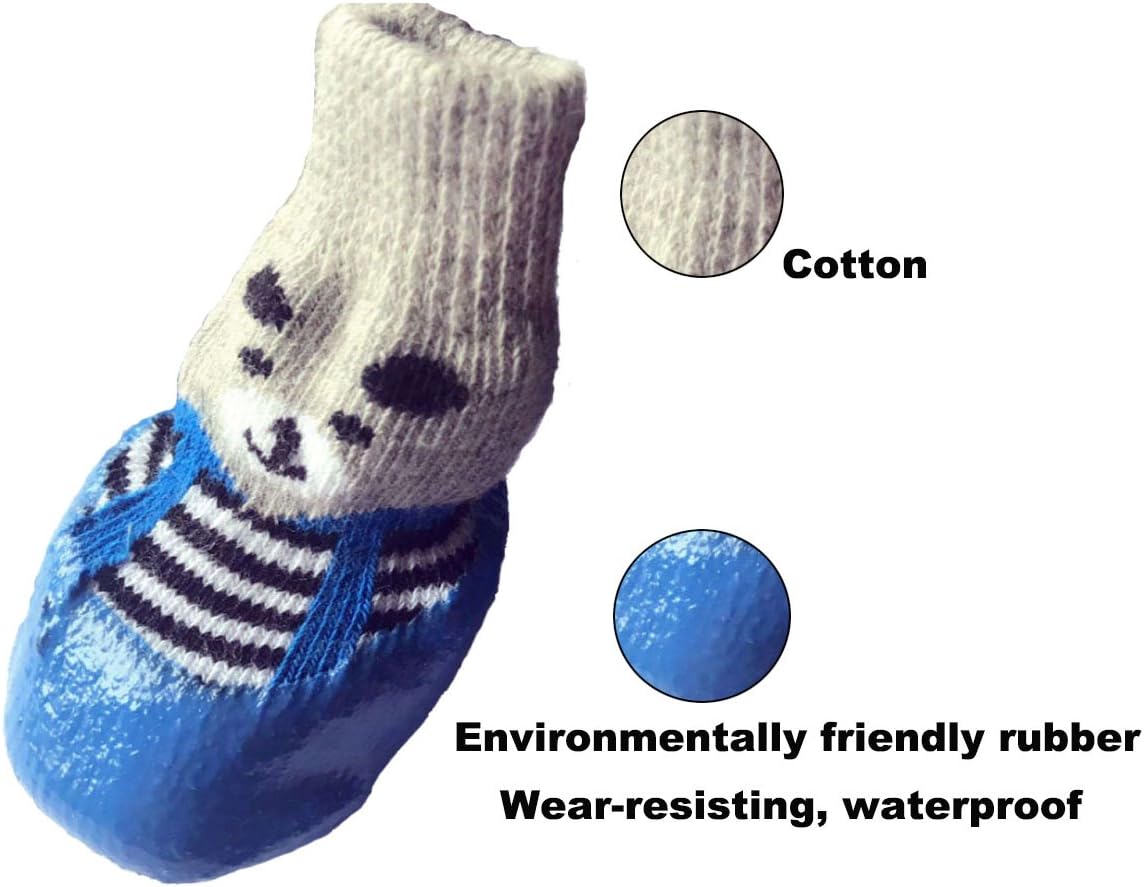 Dog Traction Socks with Grippers, Waterproof Non-Slip Dog Booties (Small, Blue)