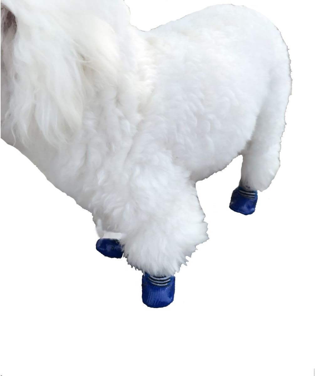 Dog Traction Socks with Grippers, Waterproof Non-Slip Dog Booties (Small, Blue)