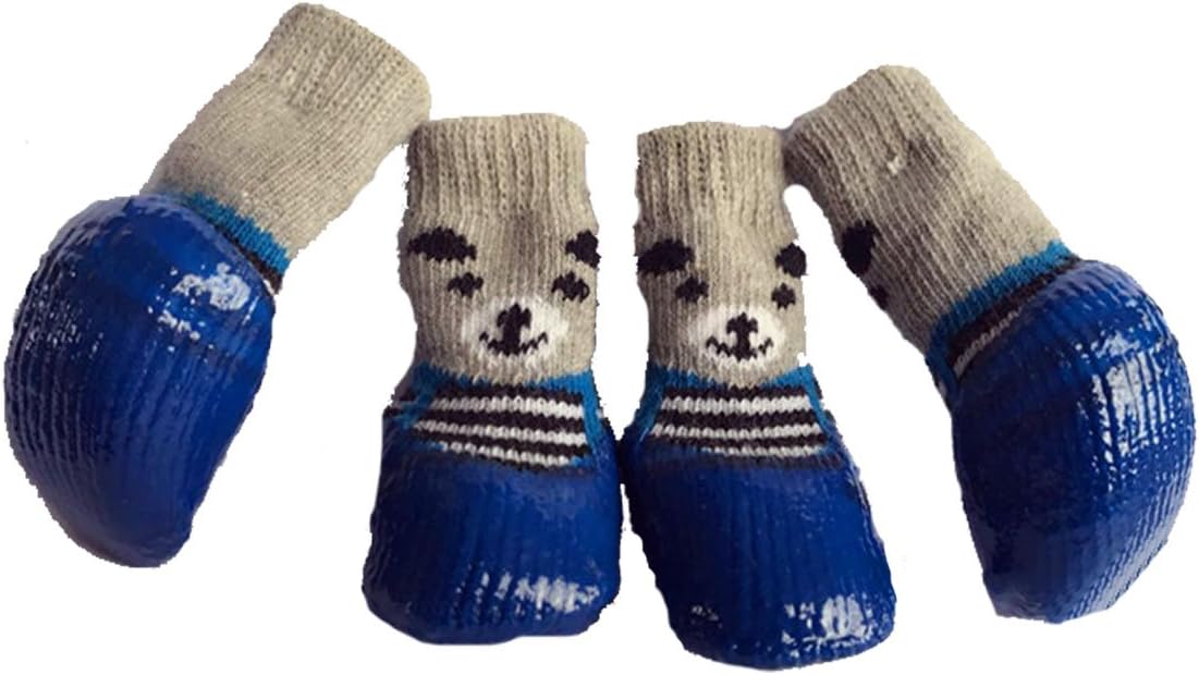 Dog Traction Socks with Grippers, Waterproof Non-Slip Dog Booties (Small, Blue)