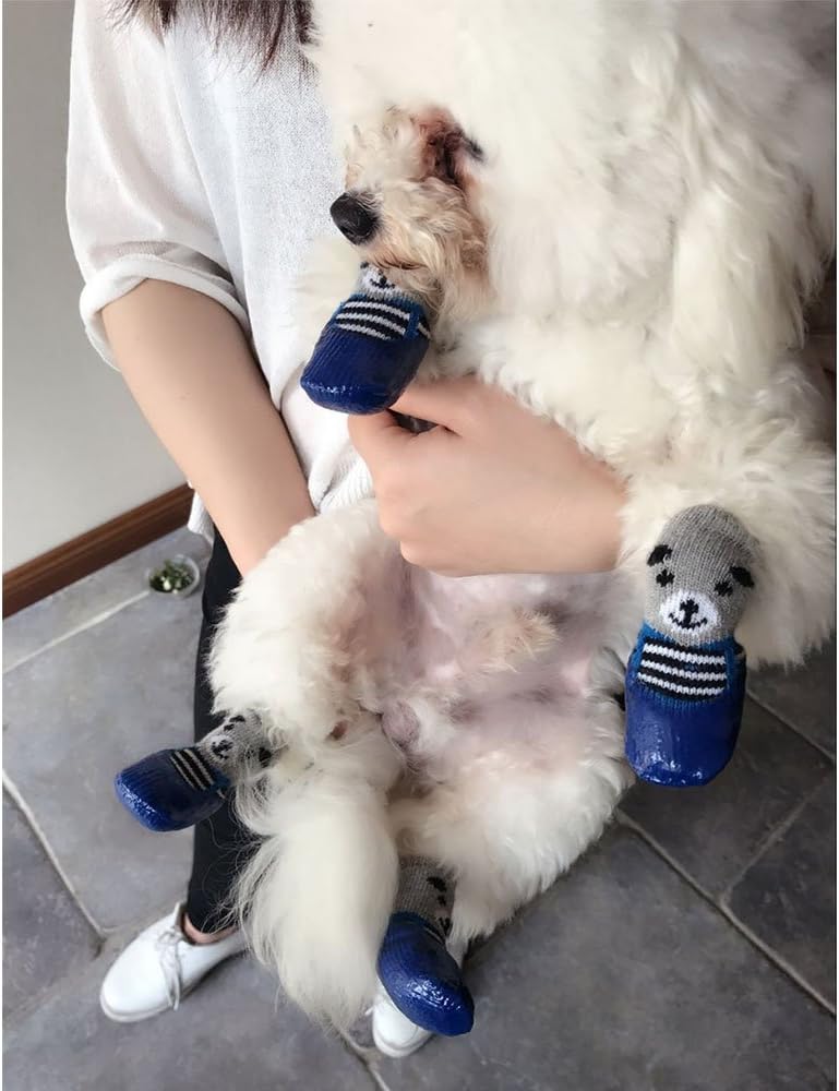 Dog Traction Socks with Grippers, Waterproof Non-Slip Dog Booties (Small, Blue)