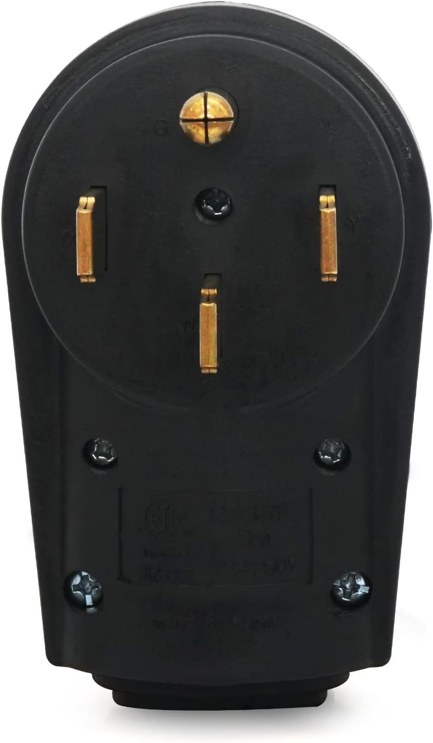 50 Amp 14-50P Heavy Duty 125V/250V 4 Prong Electrical Power Connector Extension Cord End with Easy to Grip Handle