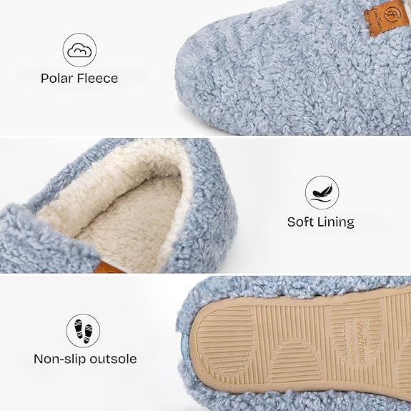 EverFoams Women's Slip-On Home Slippers, Soft Memory Foam House Slippers for Ladies Indoor, Size 11-12