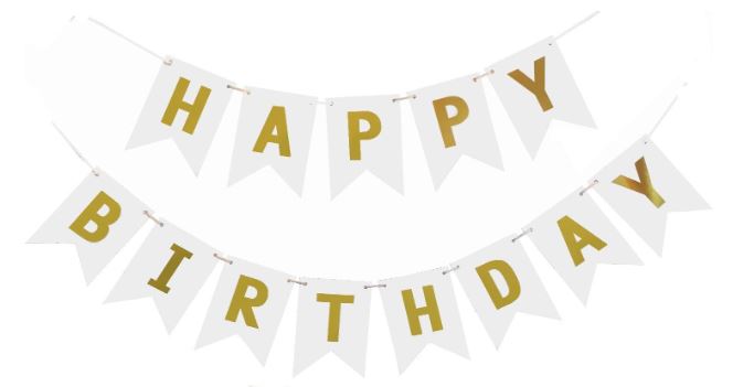 Birthday Banner with Gold Letters