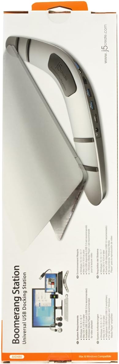 j5create Boomerang Station Universal USB 3.0, Docking Station with 1080P Res
