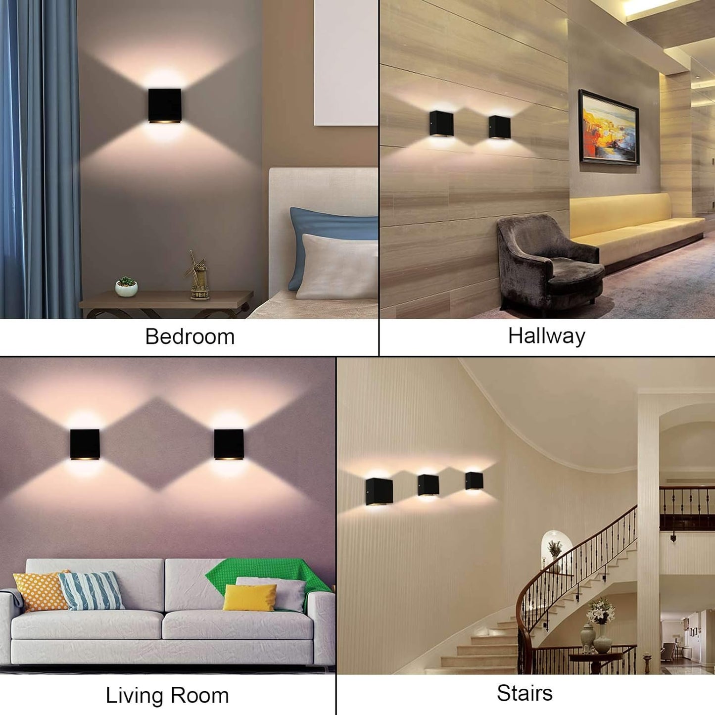 Lightess Up & Down Indoor Wall Sconce Dimmable 10W, Modern LED Mini Wall Lamp, Warm White, O1185TP, Black