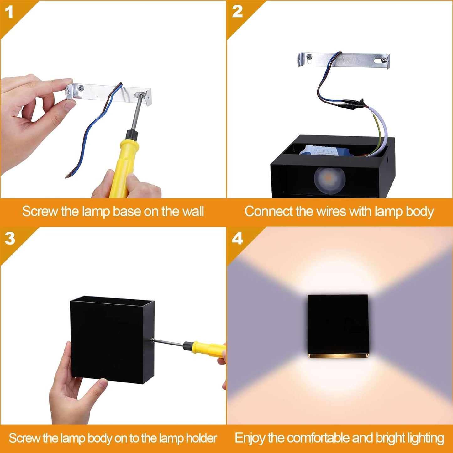 Lightess Up & Down Indoor Wall Sconce Dimmable 10W, Modern LED Mini Wall Lamp, Warm White, O1185TP, Black