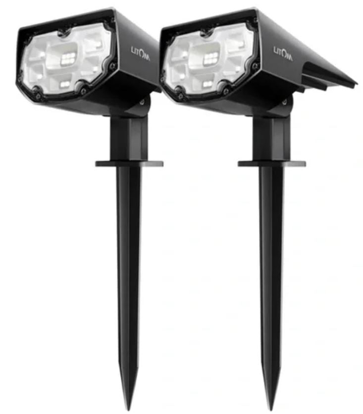 LITOM 12 LED Solar Pathway Light IP67 Waterproof Lamp Outdoor, 2pk