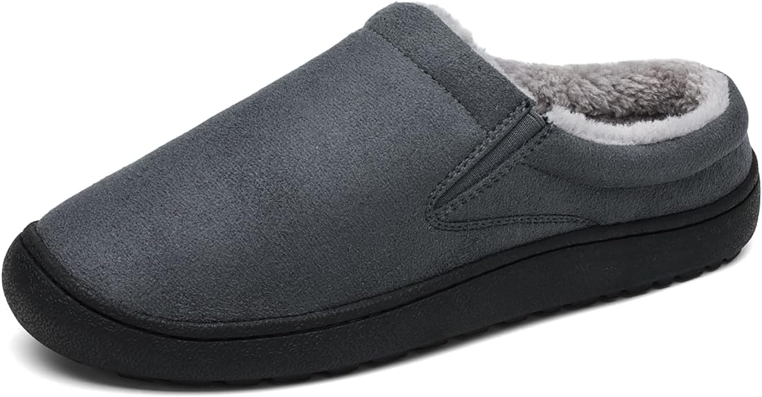 Men's Winter Foam Cozy House Slippers, Micro-suede Slip-on, Size 11
