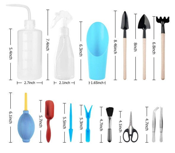16 Pieces Succulent Tools Mini Garden Hand Tools Set, Miniature Garden Tool for Plant Care