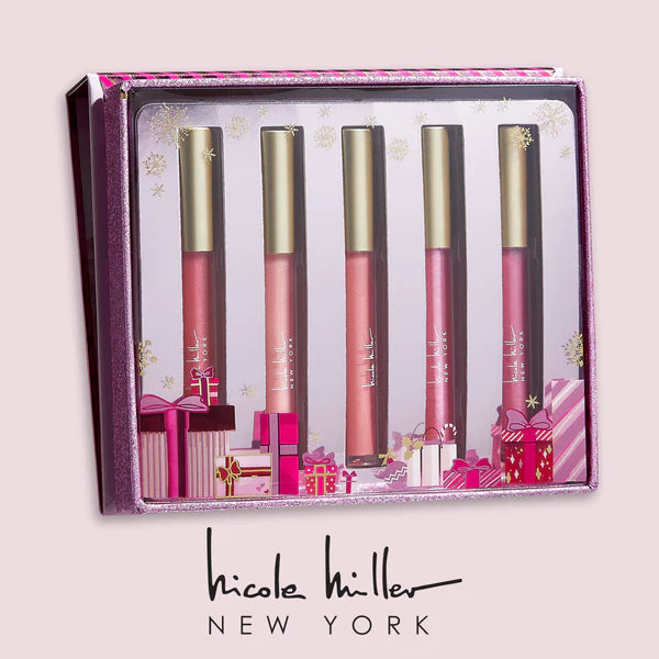Nicole Miller 5-Piece Lip Gloss Set, Pink Glitz