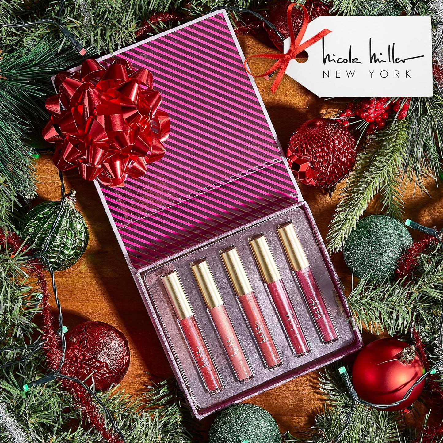 Nicole Miller 5-Piece Lip Gloss Set, Pink Glitz