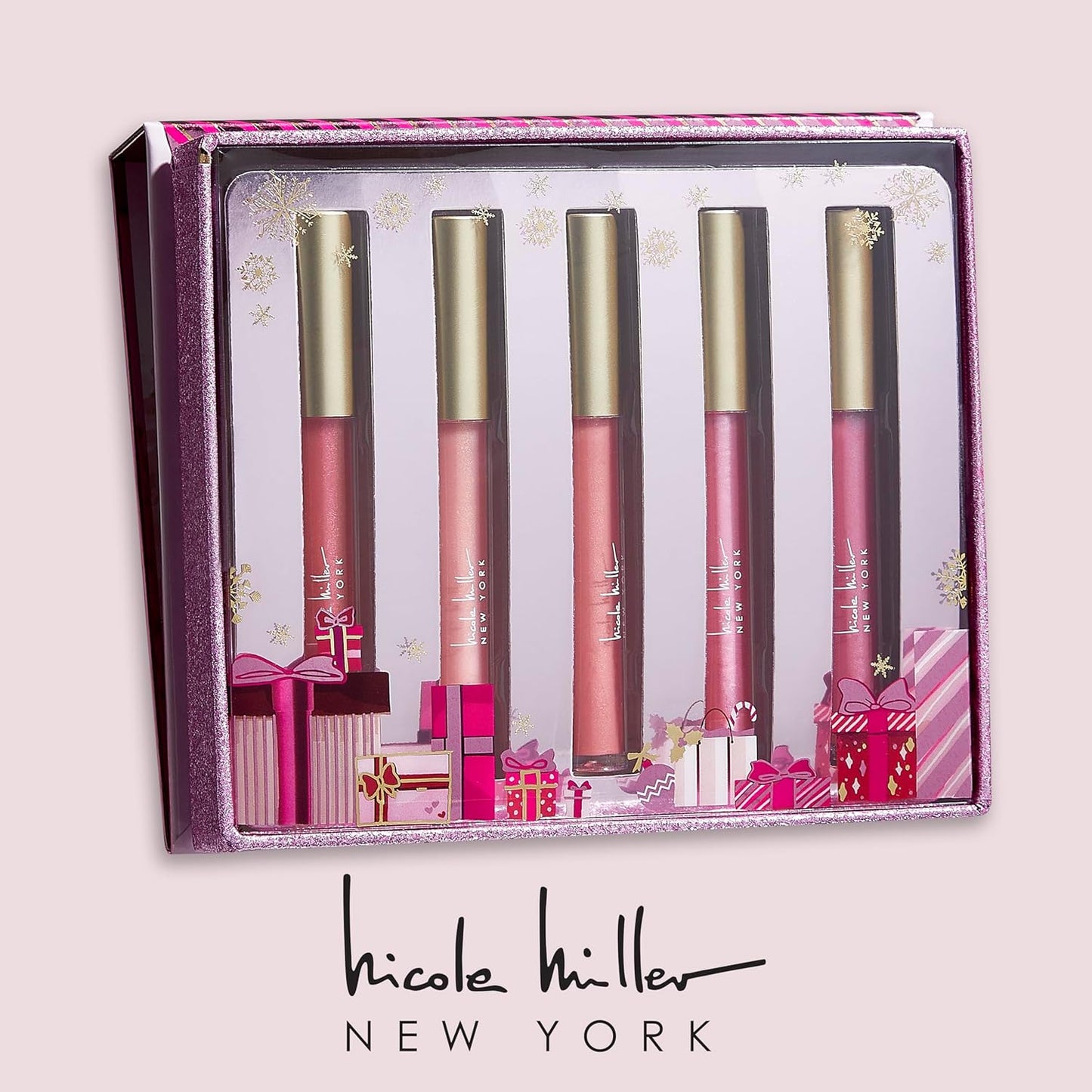 Nicole Miller 5-Piece Lip Gloss Set, Pink Glitz