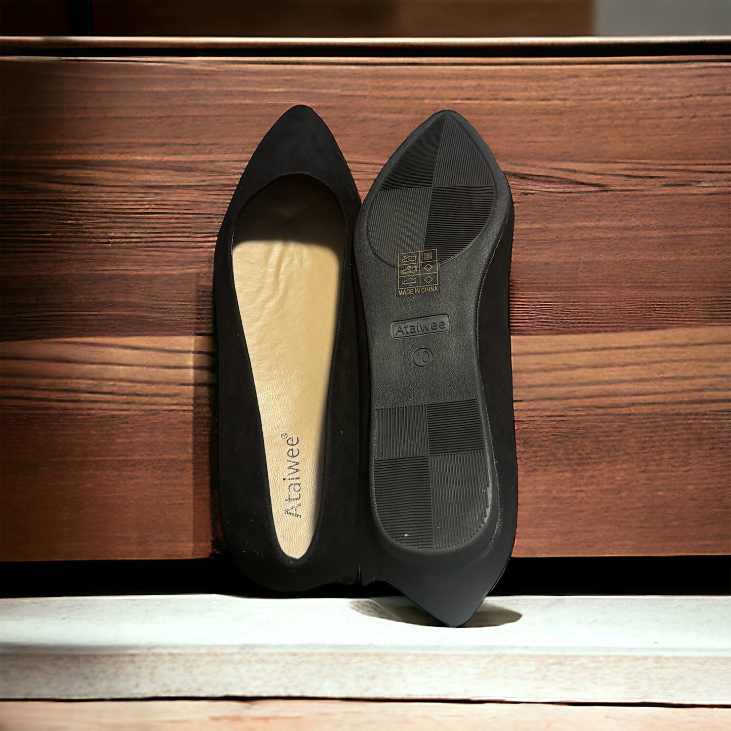 Ataiwee Women's Flats Shoes, Suede Ladies Slip Ons, Size 10