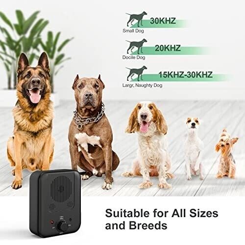 Adjustable Waterproof Anti-Barking Device With Control Up to 50 Ft Range, 3 Levels, Indoor & Outdoor Use