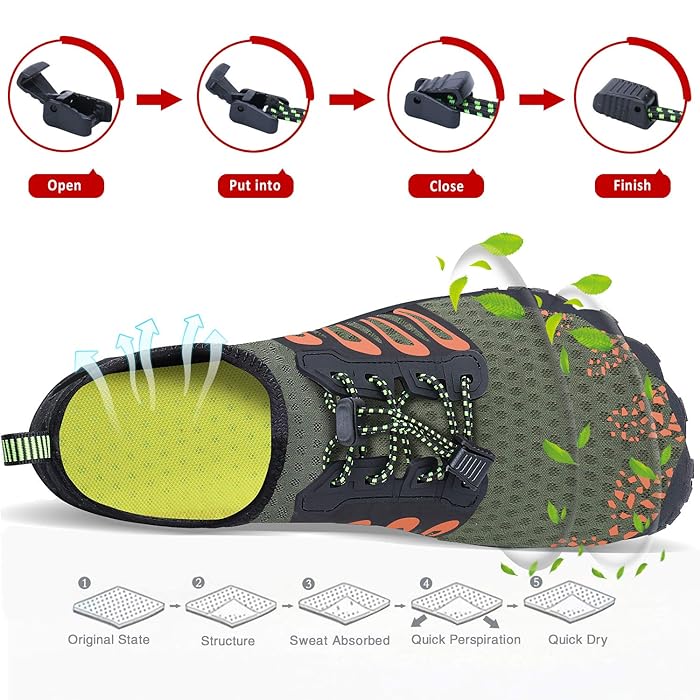 Wonesion Quick Dry Water Shoes, Unisex