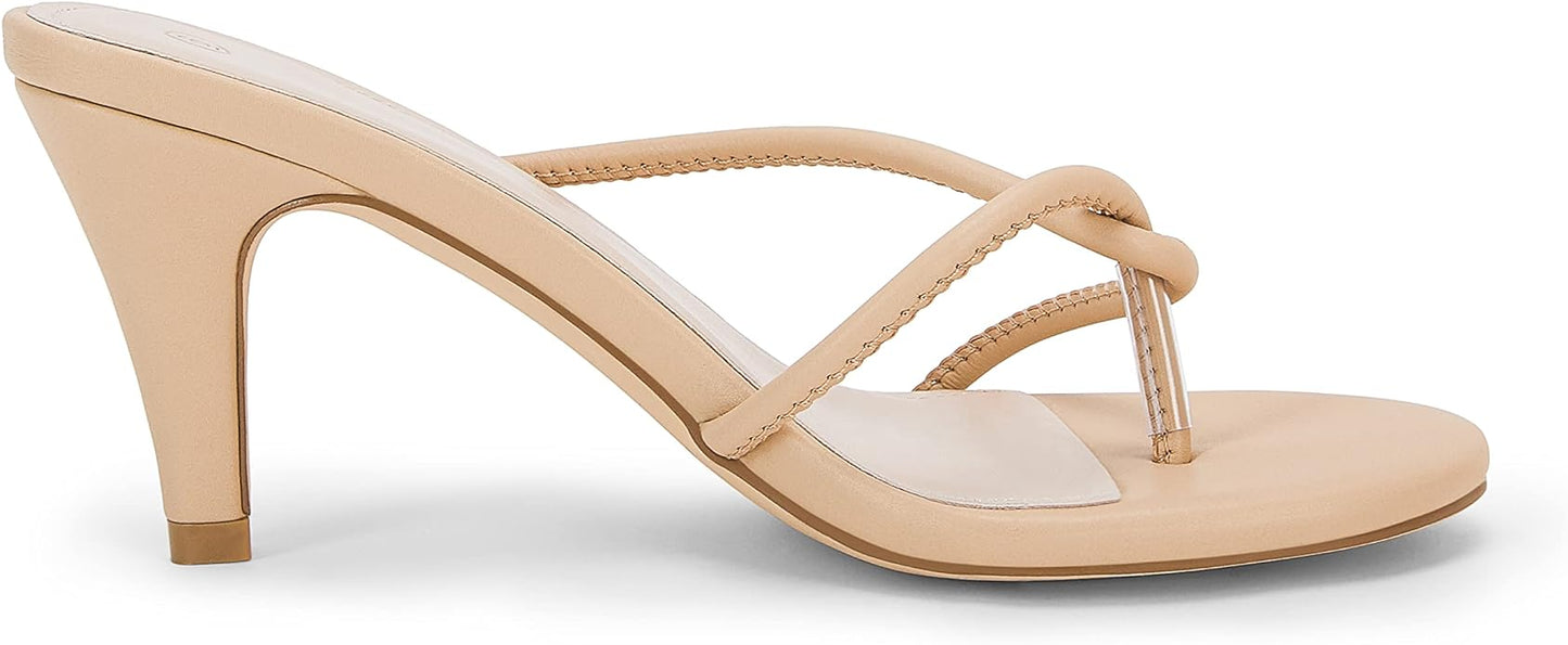 Rilista Womens Open Toe Flip Flops Stiletto Heels Summer Strappy Thong Slide on Slingback Mules Sandals