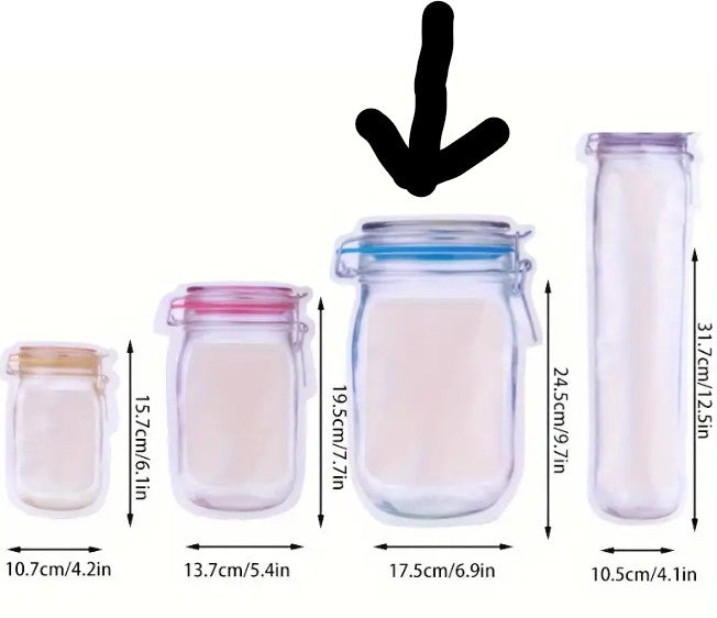 Reusable Mason Jar Design Food Storage, Clear Blue, 500 ml