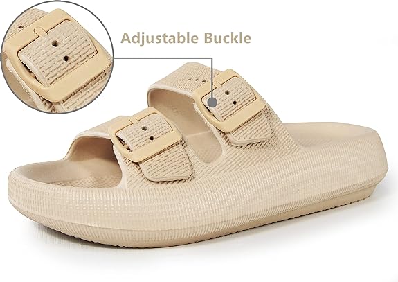 Men's Pillow Sandals with Adjustable Buckles & Thick Sole, Size 11