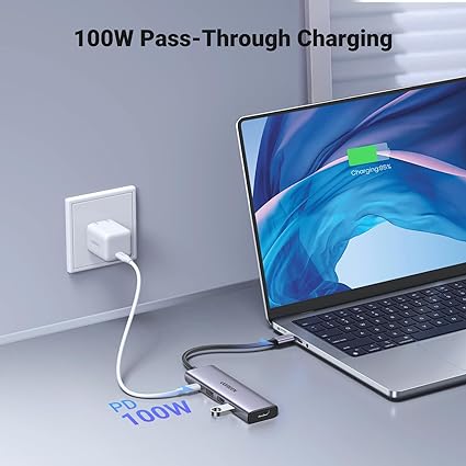 UGREEN USB C Hub, 5-in-1 USB-C Hub with 4K@60Hz HDMI, 100W Power Delivery, 3 USB-A 3.0 Data Ports, USB C Dock Adapter