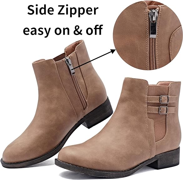 Veittes Women's Ankle Boots, Classy Fashion Comfy Chunky Heel Side Zipper Short Booties, (Size 9.5)
