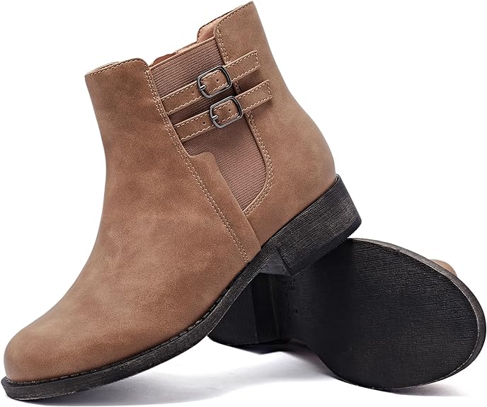 Veittes Women's Ankle Boots, Classy Fashion Comfy Chunky Heel Side Zipper Short Booties, (Size 9.5)