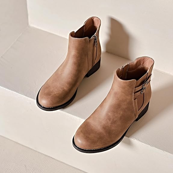 Veittes Women's Ankle Boots, Classy Fashion Comfy Chunky Heel Side Zipper Short Booties, (Size 9.5)