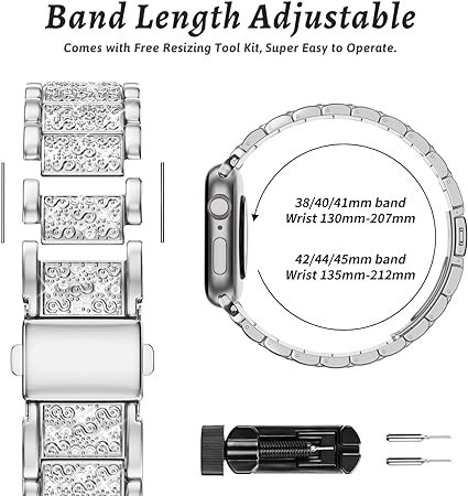 Wutwuk 40mm Watch Band with Case, Strap Bracelet for Series 6 SE2/SE 5 4, Silver