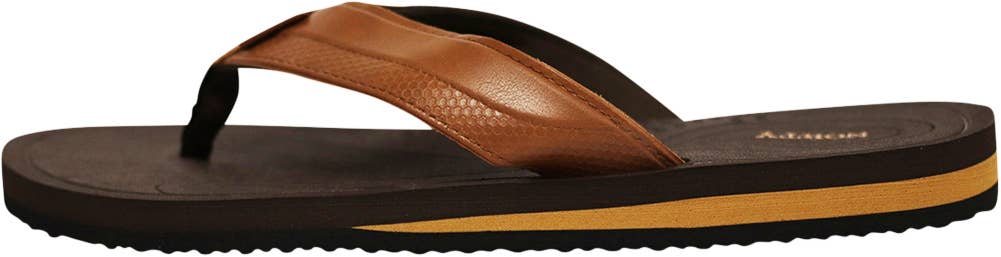 Norty Men's Flip Flop Sandal 42197, Brown & Tan
