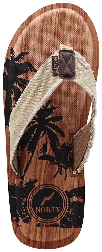 Norty Men's Memory Foam Foot-bed Sandals, Tan Canvas, Size 11