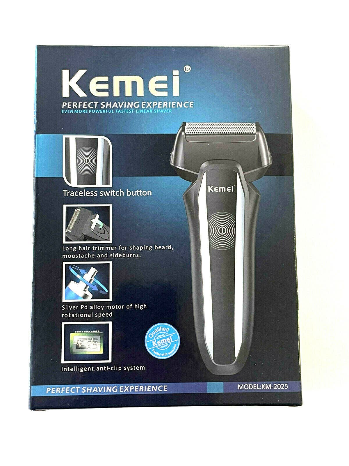 Kemei Men's Rechargeable Shaver With Two Blades, Face, Beard, Sideburns, and Mustache