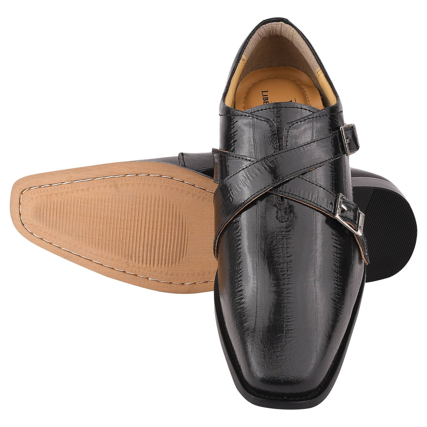 LIBERTYZENO Donna Men Leather Monk Strap Shoes