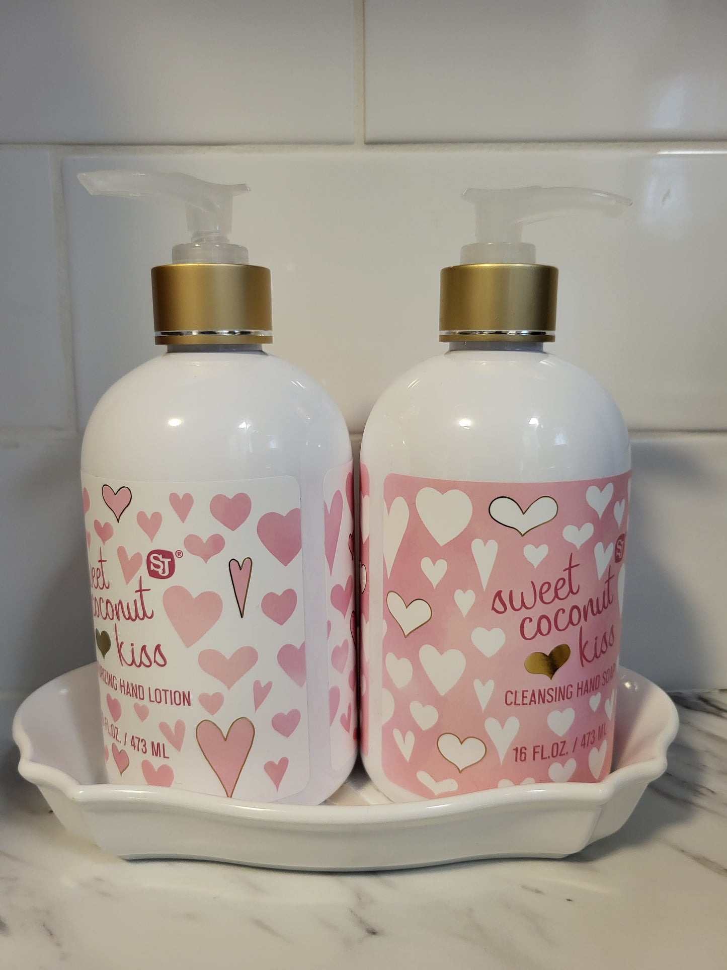 SJ Sweet Coconut Kiss Moisturizing Hand Lotion, Cleansing Hand Soap Set