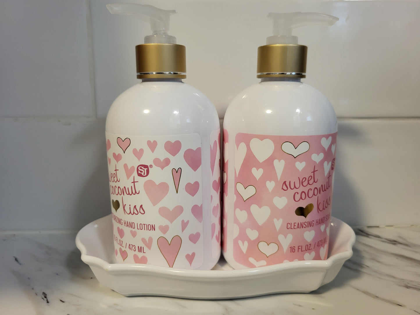 SJ Sweet Coconut Kiss Moisturizing Hand Lotion, Cleansing Hand Soap Set