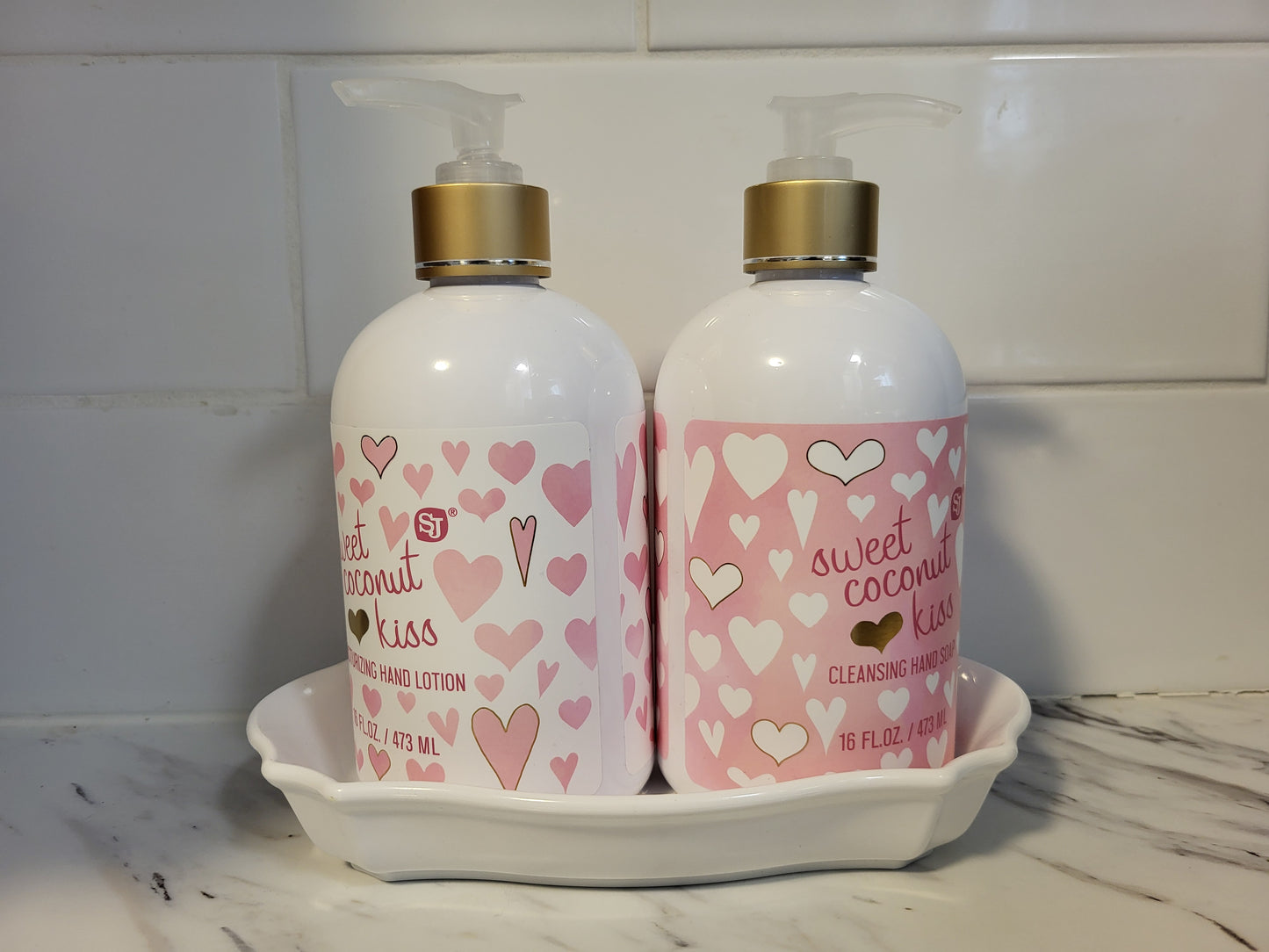 SJ Sweet Coconut Kiss Moisturizing Hand Lotion, Cleansing Hand Soap Set