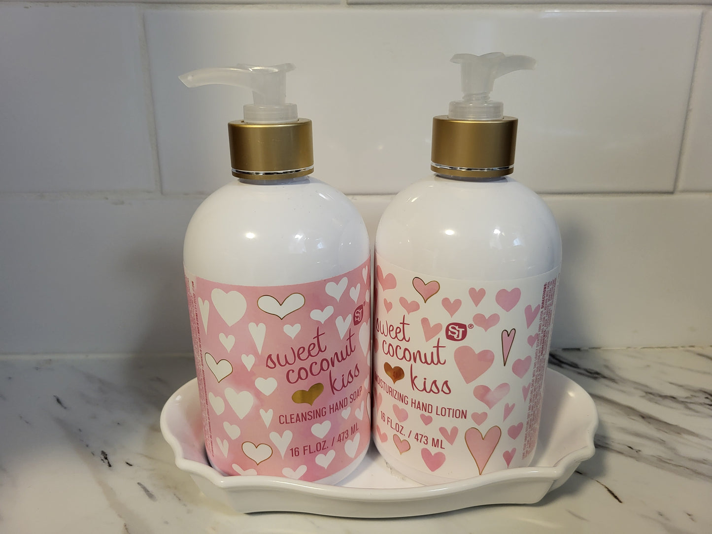 SJ Sweet Coconut Kiss Moisturizing Hand Lotion, Cleansing Hand Soap Set