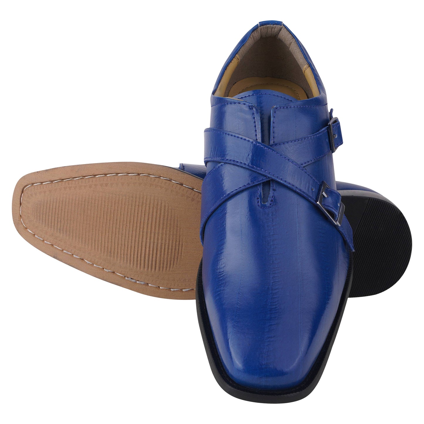 LIBERTYZENO Donna Men Leather Monk Strap Shoes