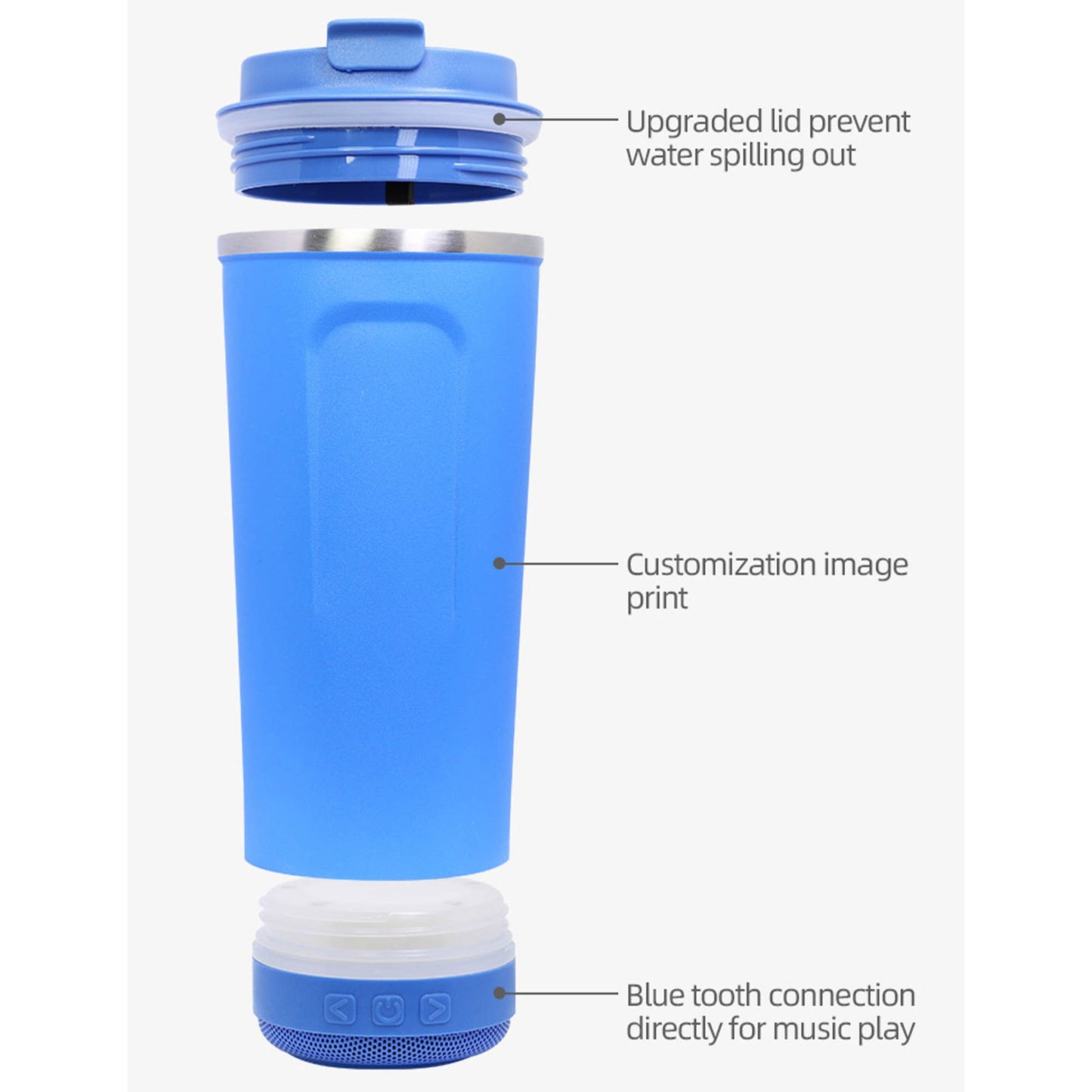 Bluetooth Speaker Tumbler (550 ml) with Spill Proof Lid