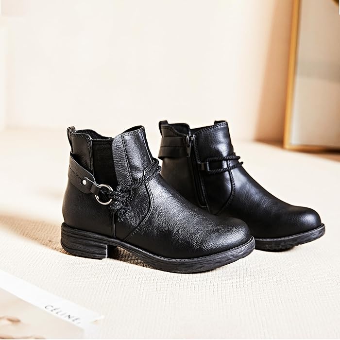 Ataiwee Women's Ankle Boots, Classic Low Heel Comfy Short Booties, Size 7