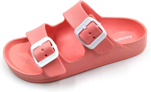 Asverd Kids Sandals Arch Support Double Buckle Slides